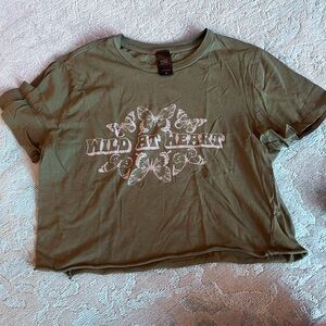 Girls Dark Green Short Sleeve Tee Shirt with Design